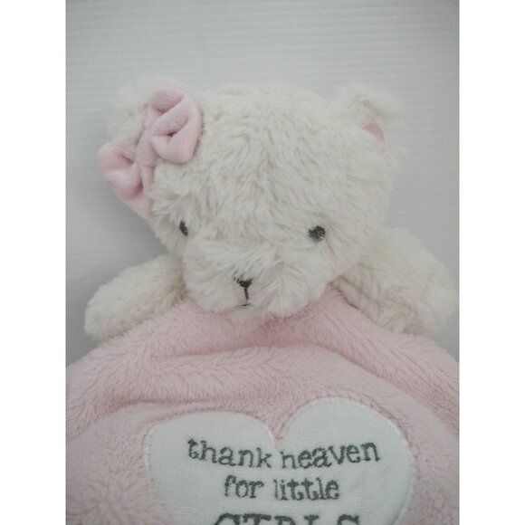 SECURITY Blanket BABY GEAR PINK White Teddy BEAR Heart LOVEY Plush Thank HEAVEN - Picture 5 of 11